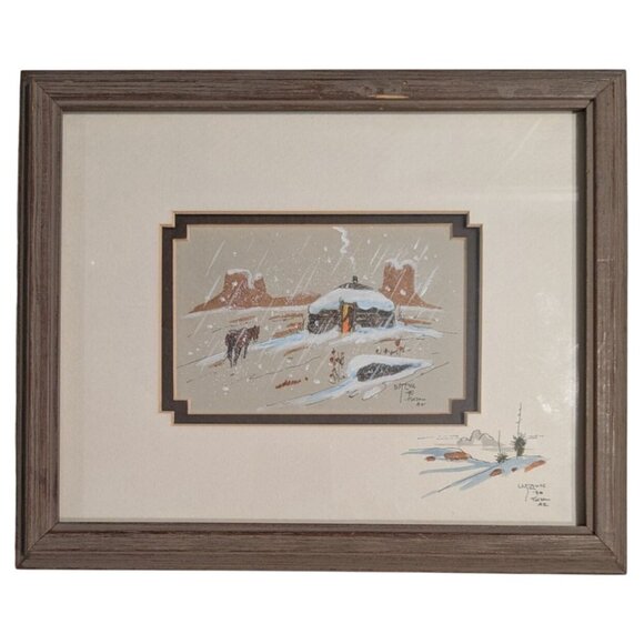 William T Zivic Other - Framed W T Zivic Signed Painting Navajo Winter 1990 Vintage Western Scene Monume
